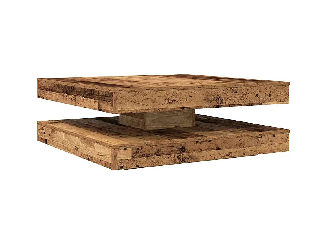 Table basse rotative à 360 degrés vieux bois 90x90x34,5 cm