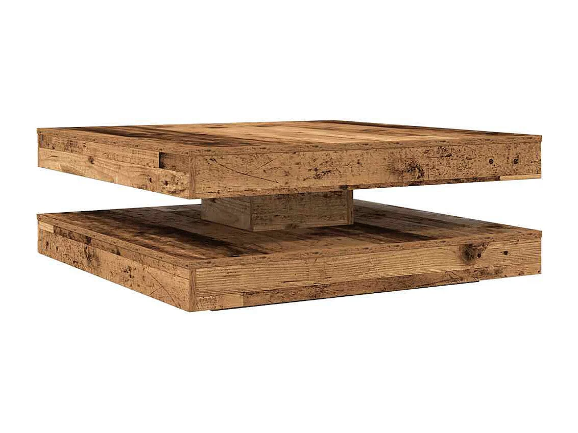Mesa de centro giratoria 360 grados madera vieja 90x90x34,5 cm