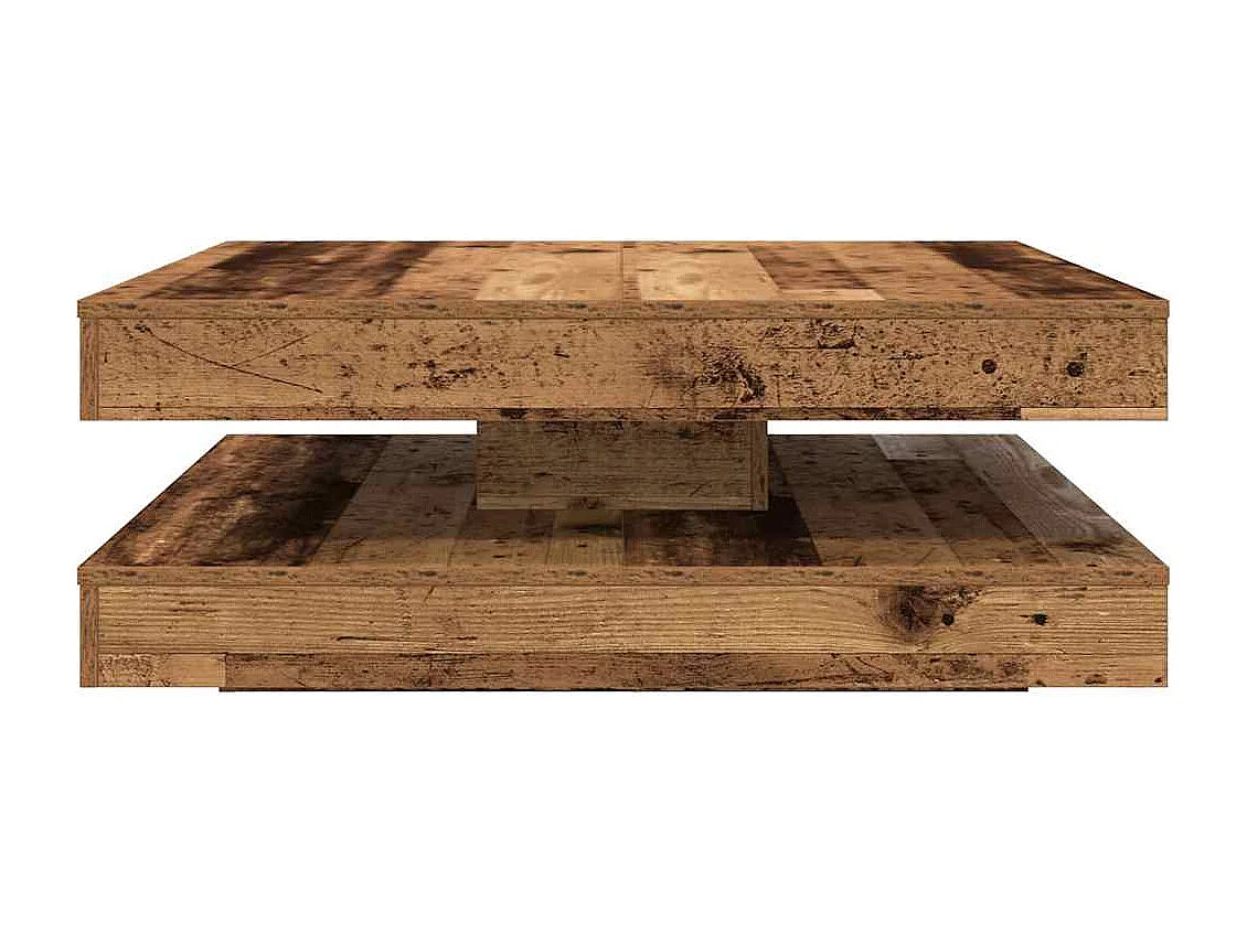 Mesa de centro giratoria 360 grados madera vieja 90x90x34,5 cm