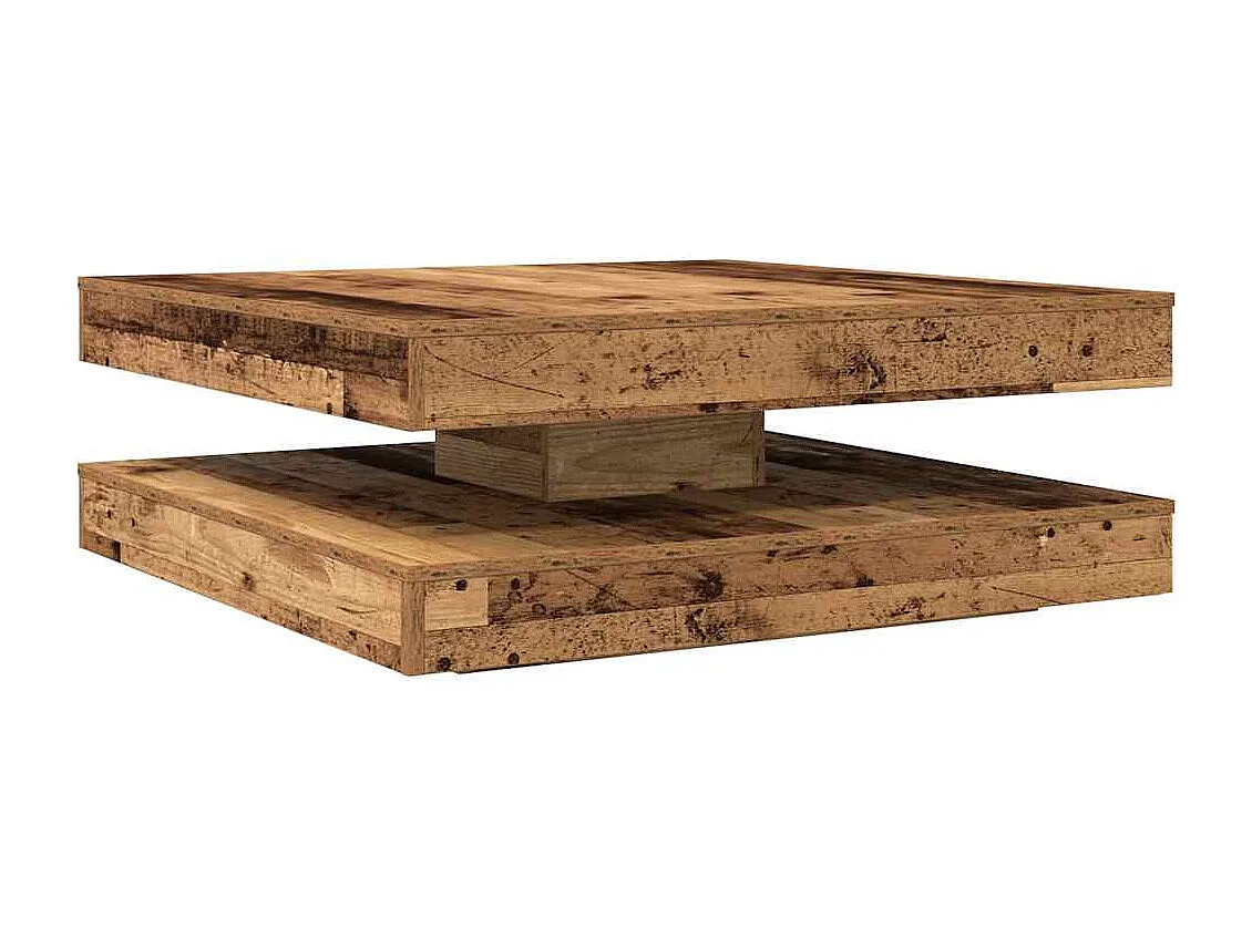 Mesa de centro giratoria 360 grados madera vieja 90x90x34,5 cm