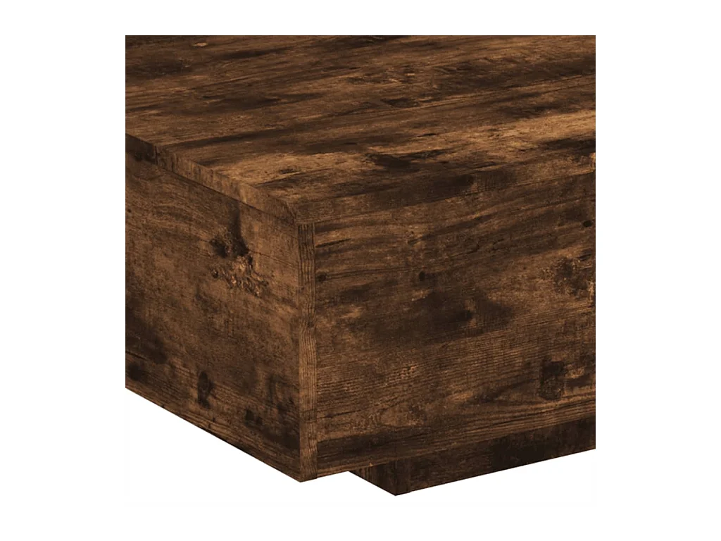 Table basse avec lumières LED chêne fumé 85x55x31 cm