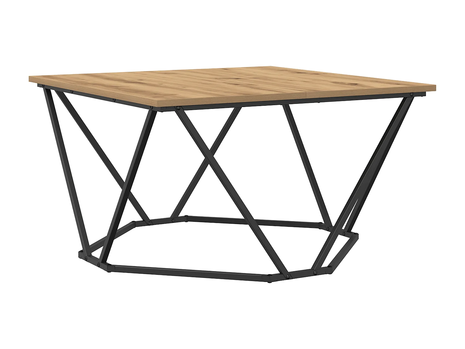 Table basse Chêne Artisanale 80x80x45 cm Bois Ingénierie