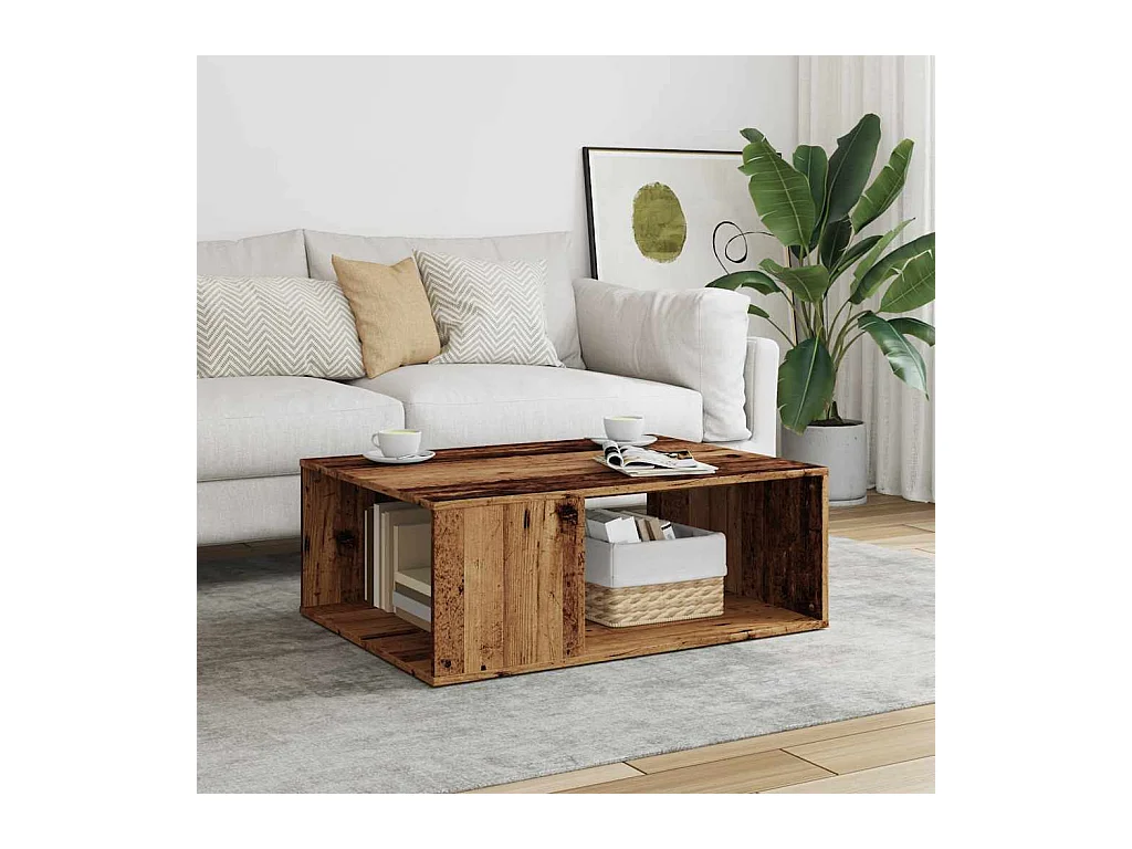 Table basse vieux bois 90x67x33 cm bois d'ingénierie