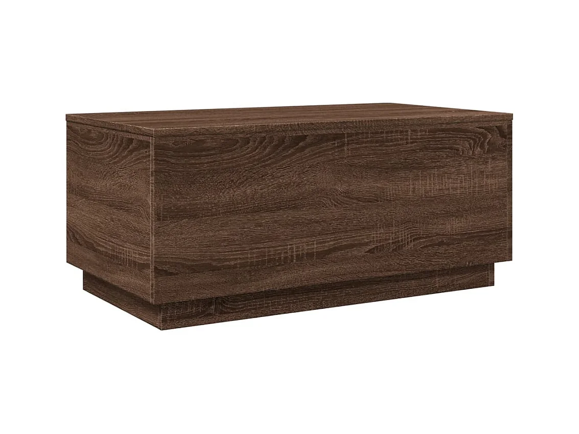 Tavolino con luci LED rovere marrone 90x50x40 cm