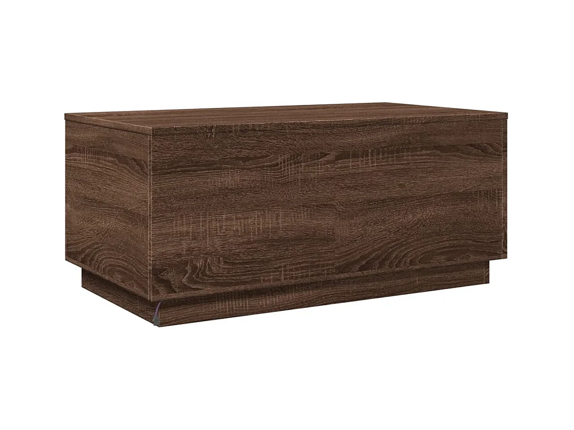 Tavolino con luci LED rovere marrone 90x50x40 cm