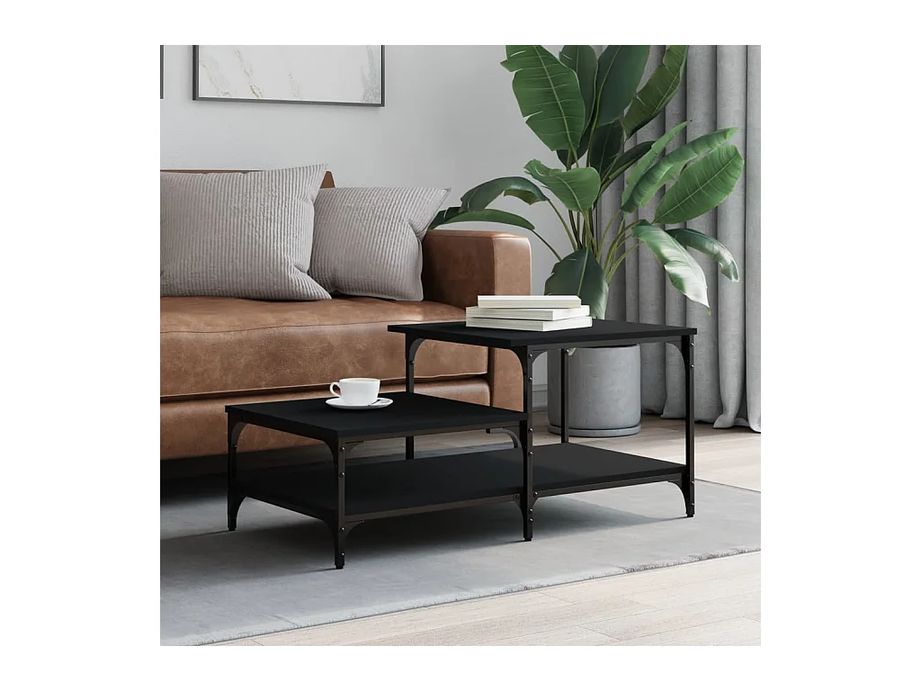 Table basse noir 100x50,5x45 cm bois d'ingénierie