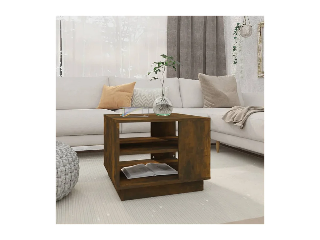 Table basse chêne fumé 55x55x43 cm bois d'ingénierie