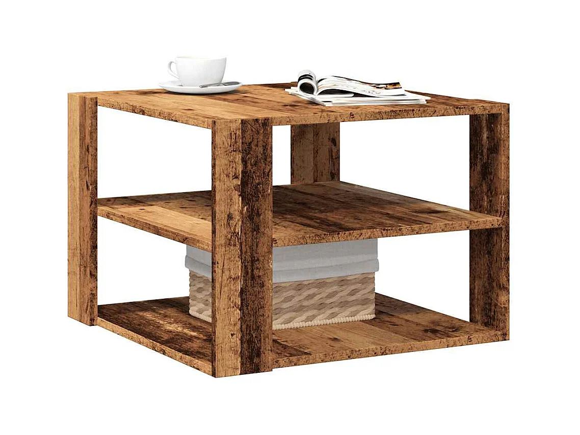 Mesa de centro madera vieja 58x58x40 cm madera de ingeniería