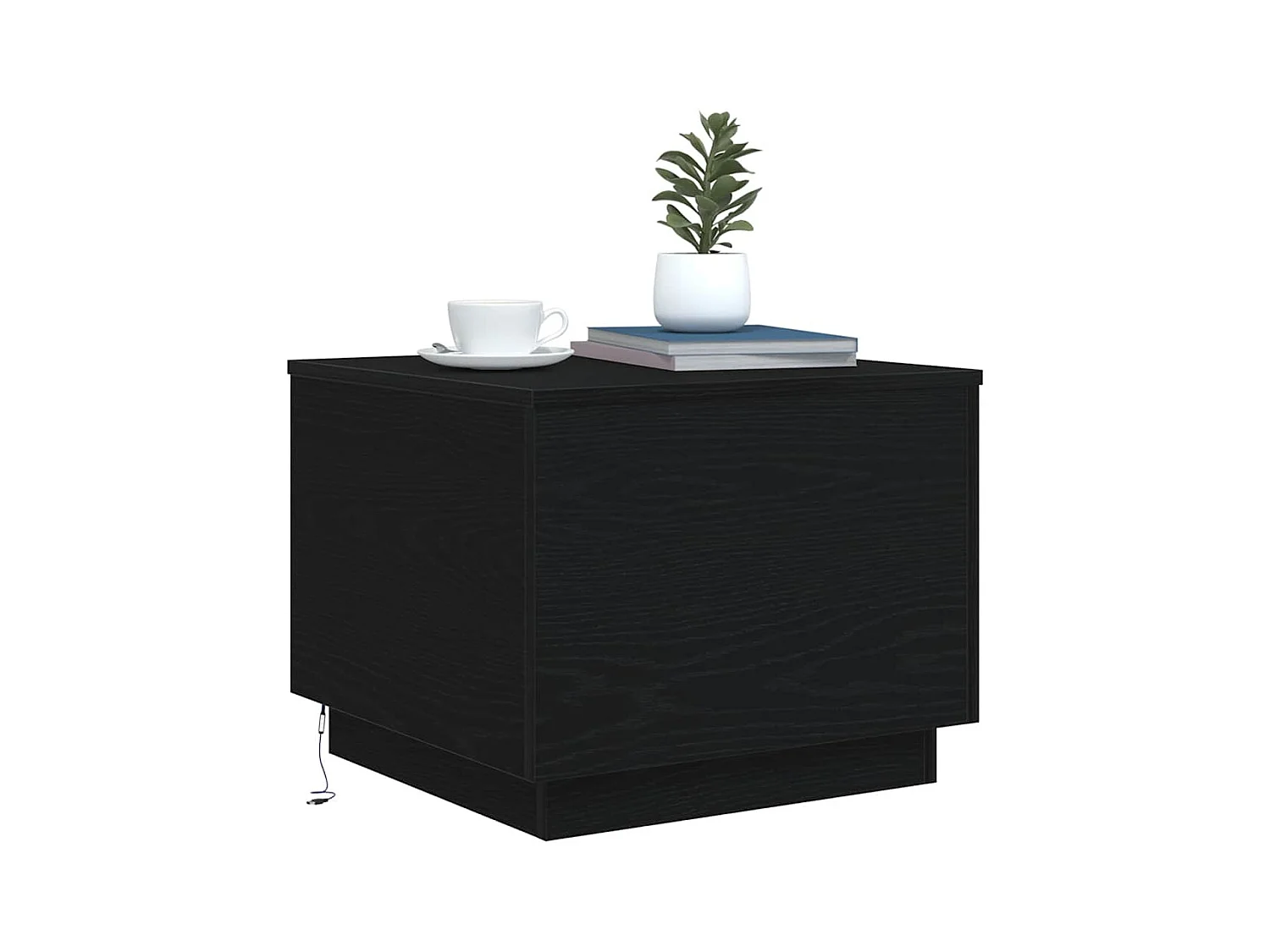 Table basse avec lumières LED chêne noir 50x50x40 cm