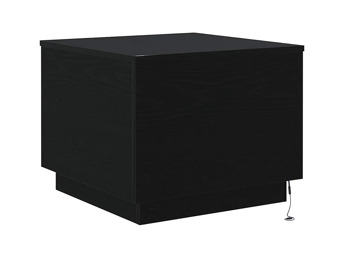 Table basse avec lumières LED chêne noir 50x50x40 cm