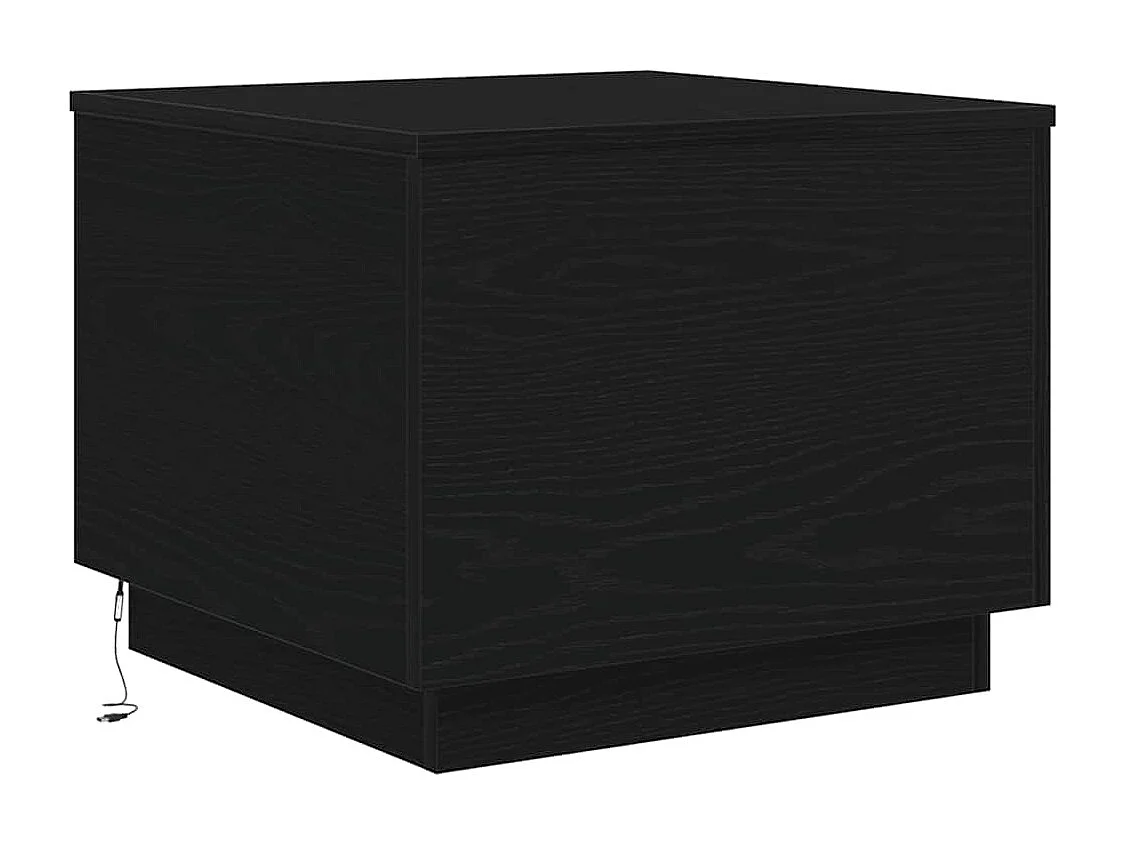 Table basse avec lumières LED chêne noir 50x50x40 cm