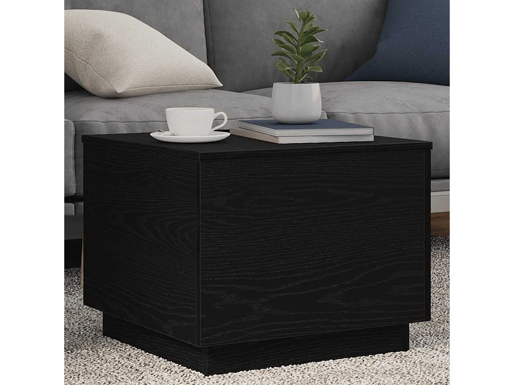 Table basse avec lumières LED chêne noir 50x50x40 cm