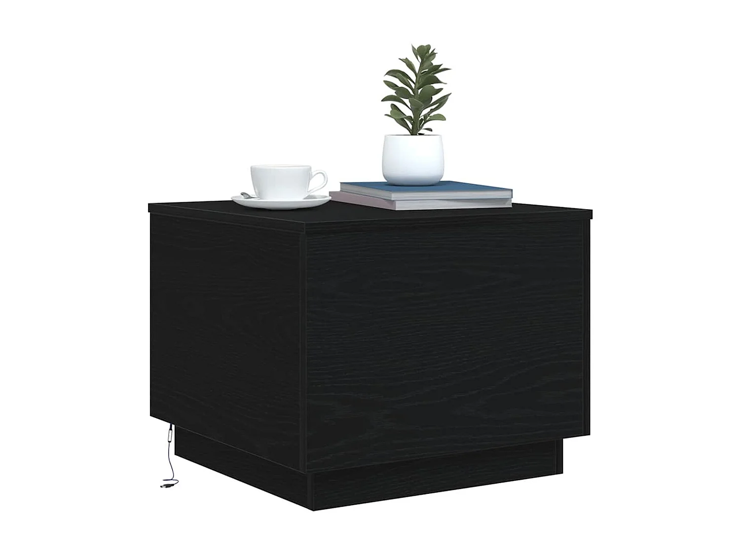 Table basse avec lumières LED chêne noir 50x50x40 cm