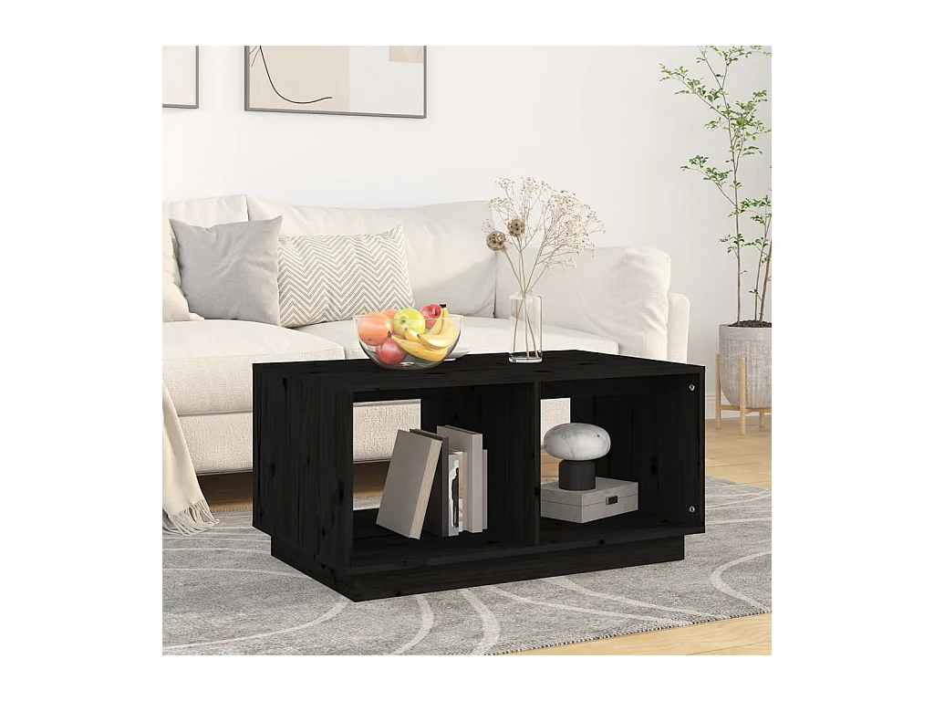 Table basse Noir 80x50x40 cm Bois massif de pin