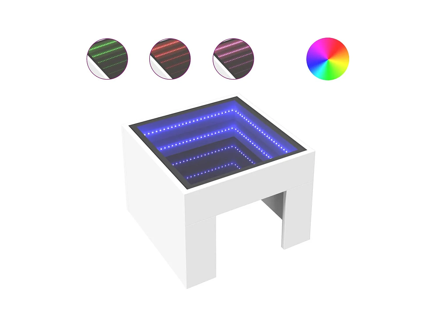 Tavolino con LED bianco infinity 40x40x30 cm
