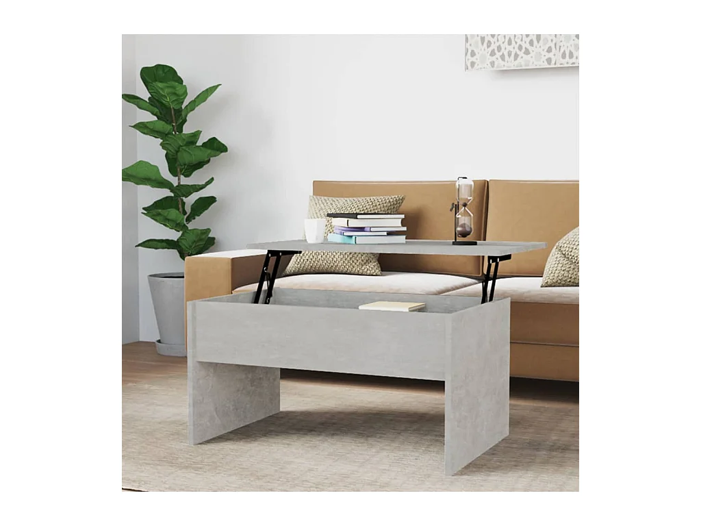 Mesa de centro gris hormigón 80x50,5x41,5 cm madera de ingeniería