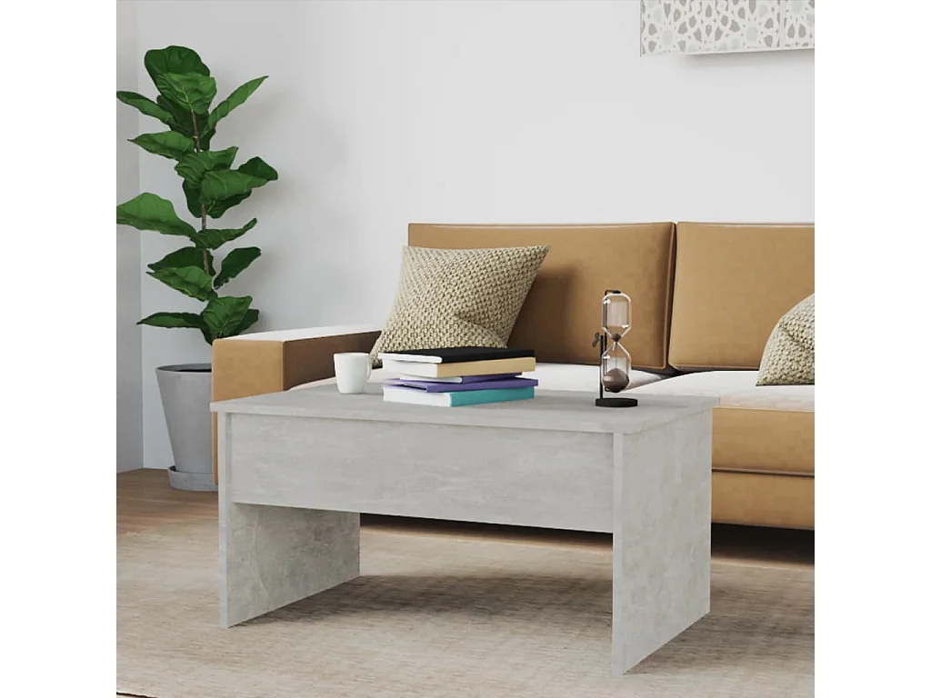 Table basse gris béton 80x50,5x41,5 cm bois d'ingénierie