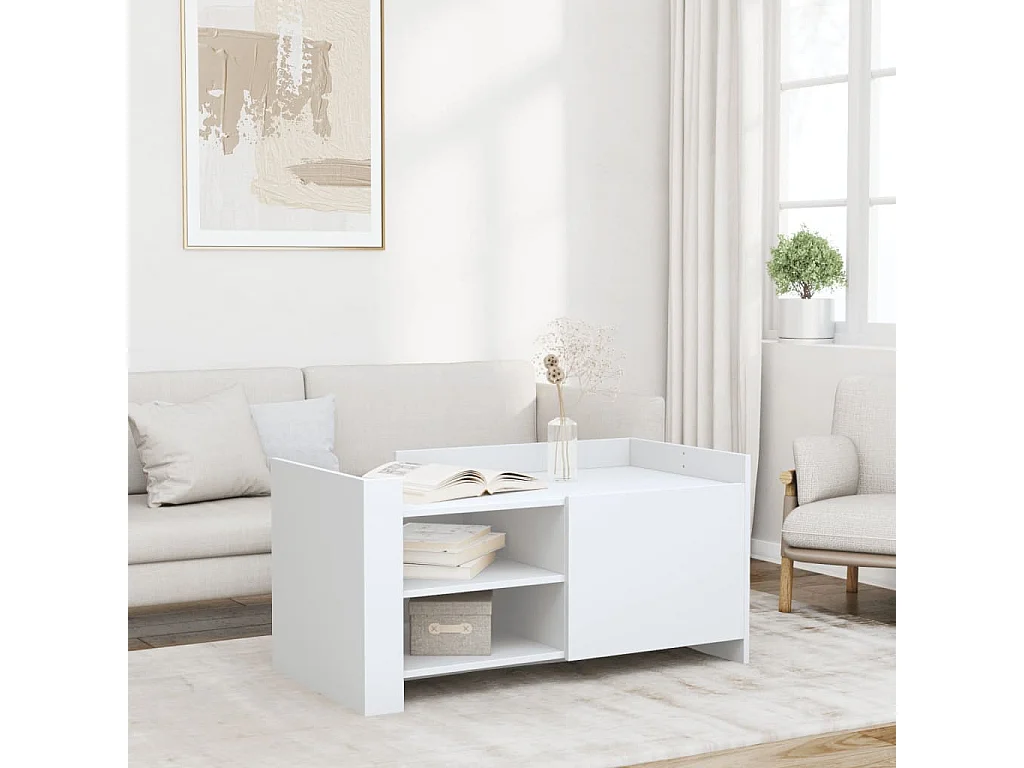 Tavolino bianco 100x50x50 cm in legno ingegnerizzato