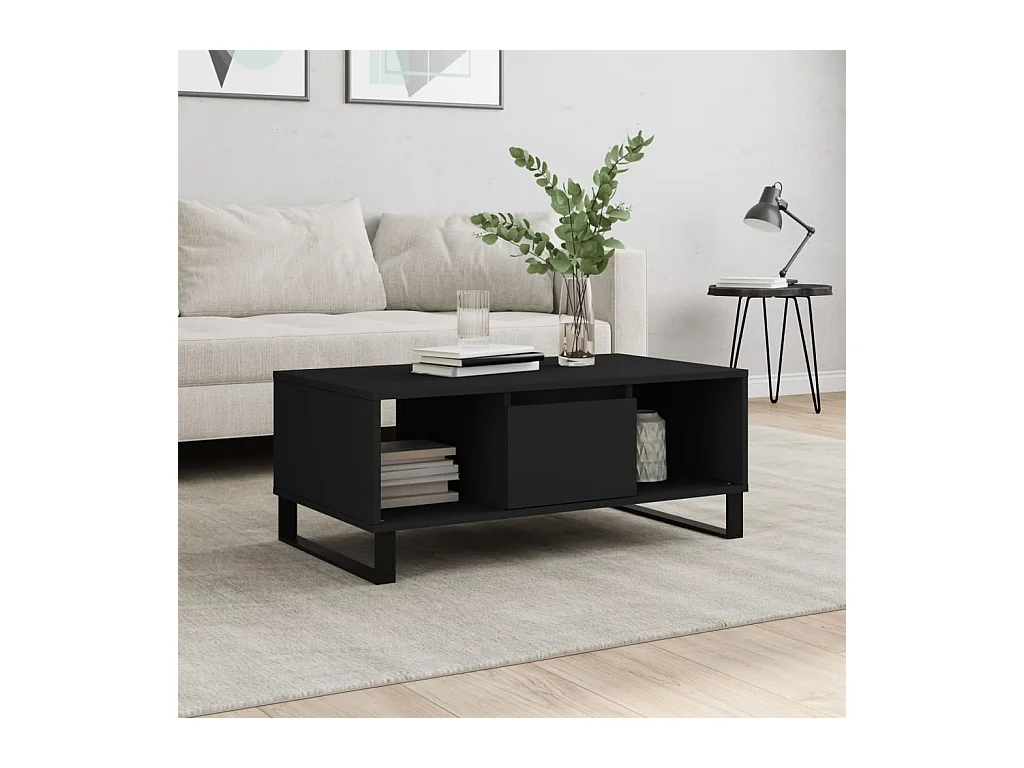 Table basse Noir 90x50x36,5 cm Bois d'ingénierie