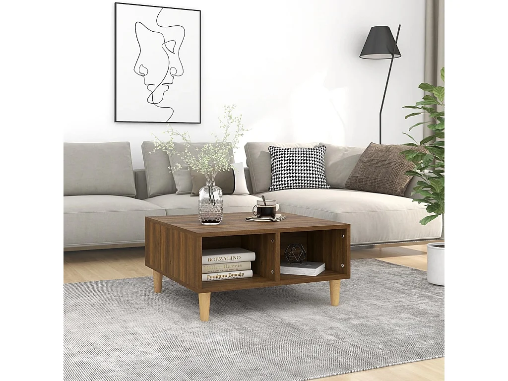 Table basse chêne marron 60x60x30 cm bois d'ingénierie