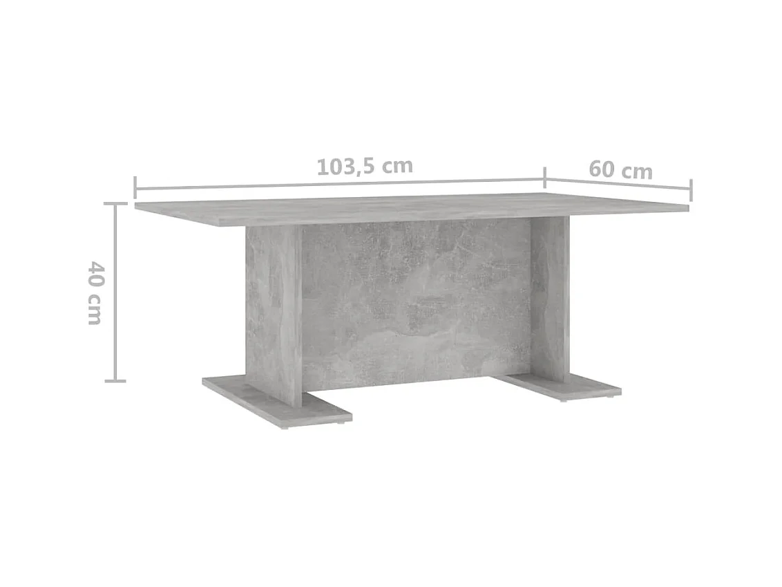 Tavolino da caffè grigio cemento 103,5x60x40 cm in legno ingegnerizzato