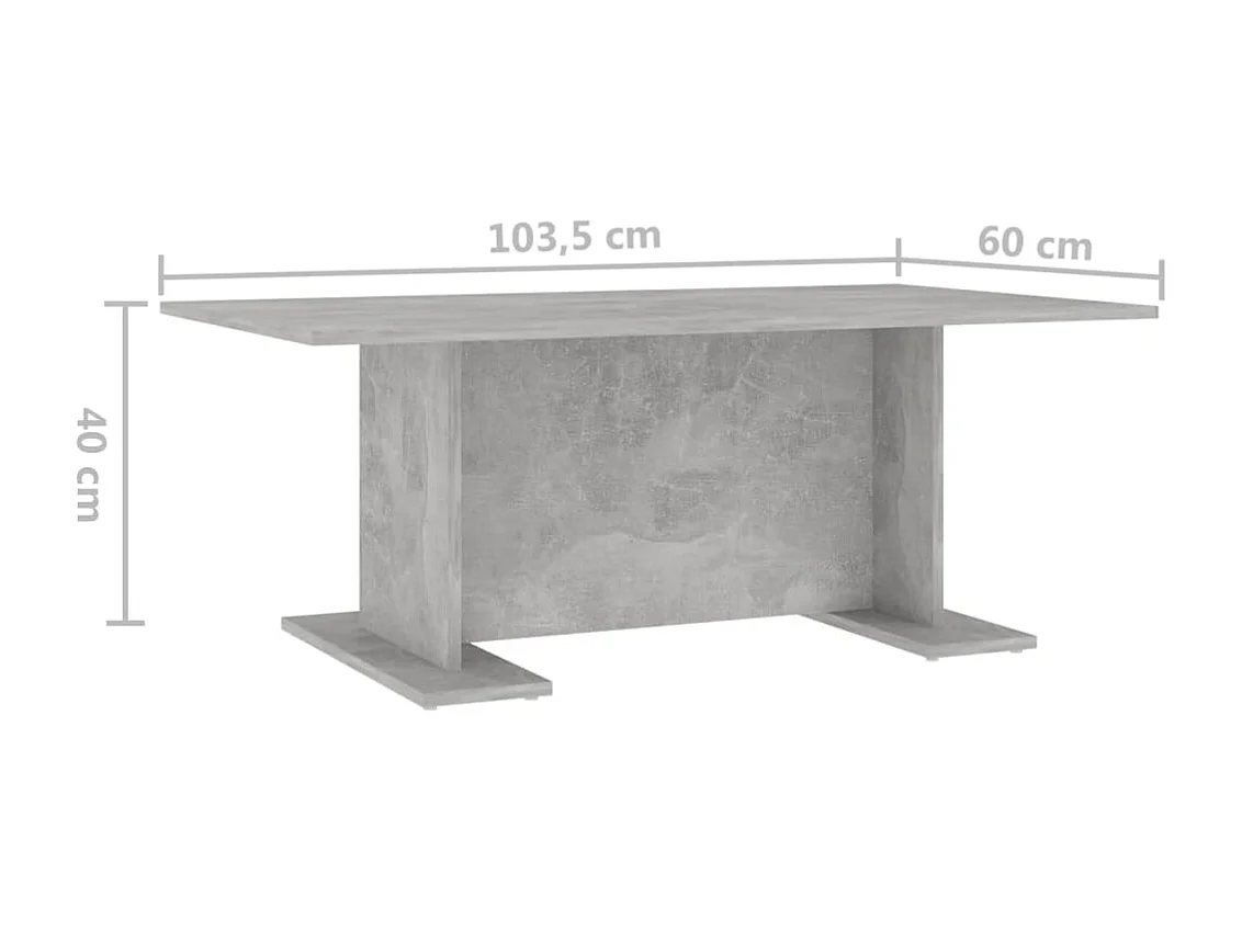 Table basse gris béton 103,5x60x40 cm bois d'ingénierie