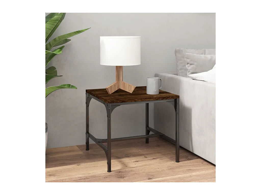 Table d'appoint Chêne fumé 40x40x35 cm Bois d'ingénierie