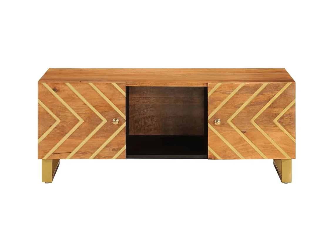 Table basse marron et noir 100x54x40 cm bois massif de manguier