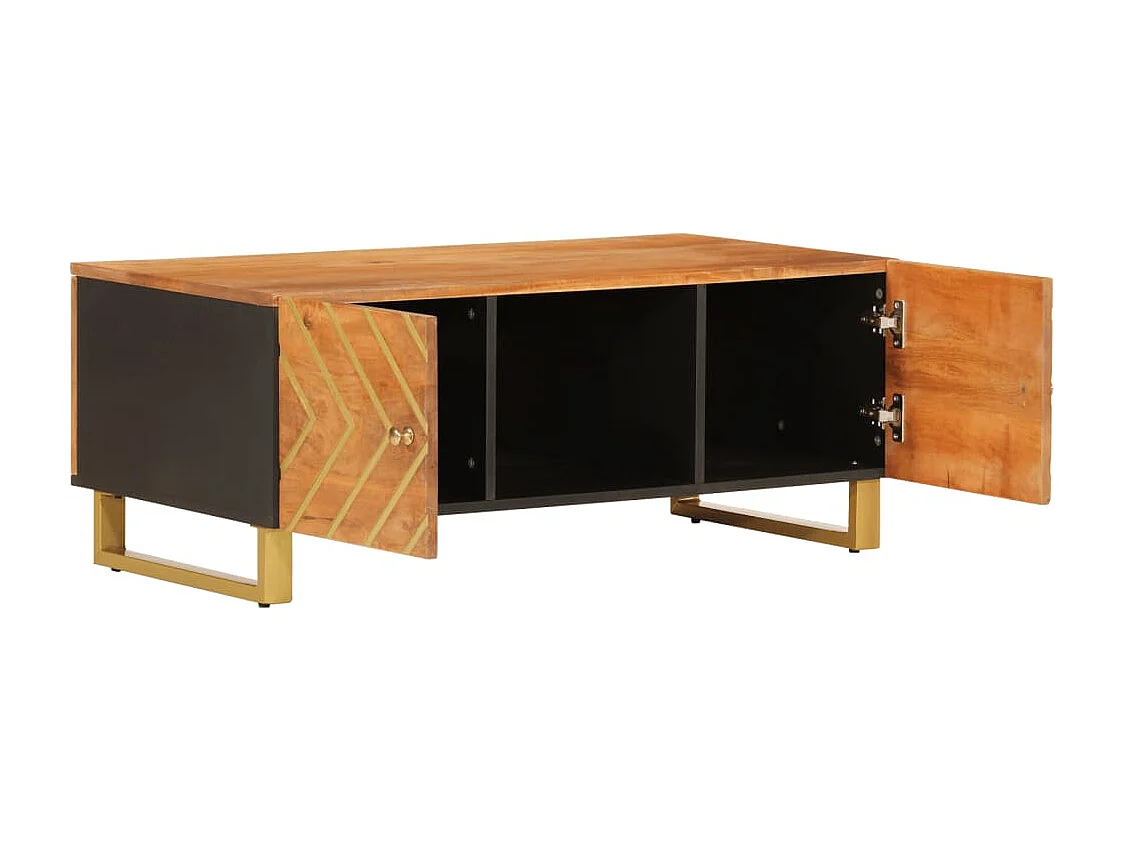 Table basse marron et noir 100x54x40 cm bois massif de manguier