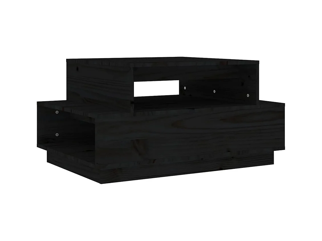 Table basse Noir 80x55x40,5 cm Bois massif de pin