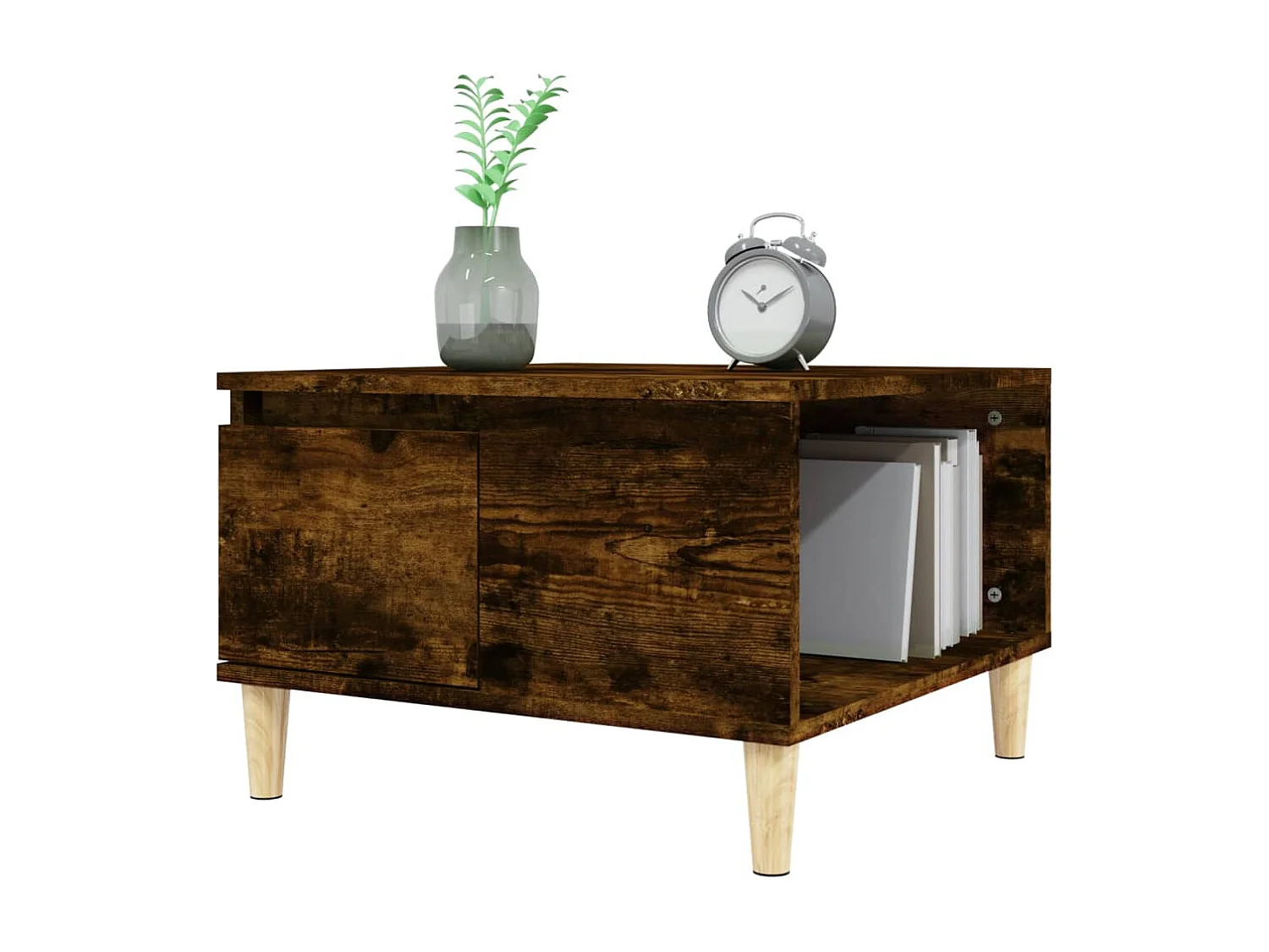 Gerookte eiken salontafel 55x55x36,5 cm bewerkt hout