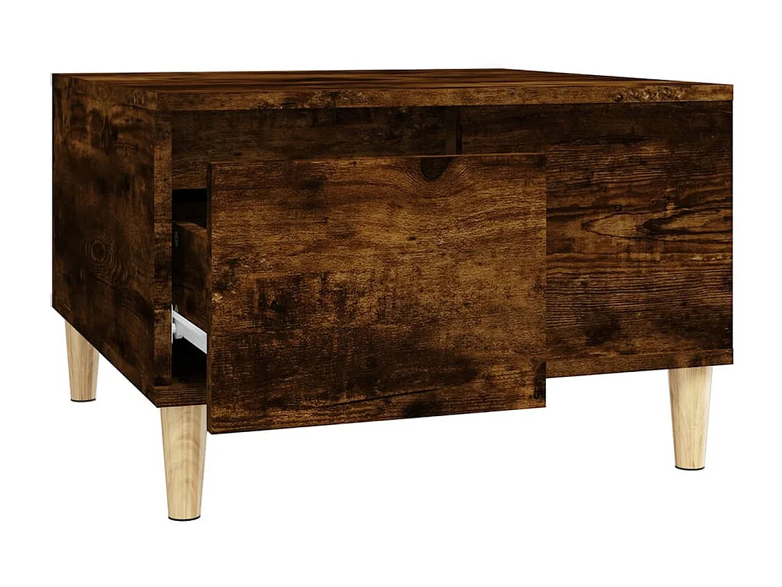 Gerookte eiken salontafel 55x55x36,5 cm bewerkt hout