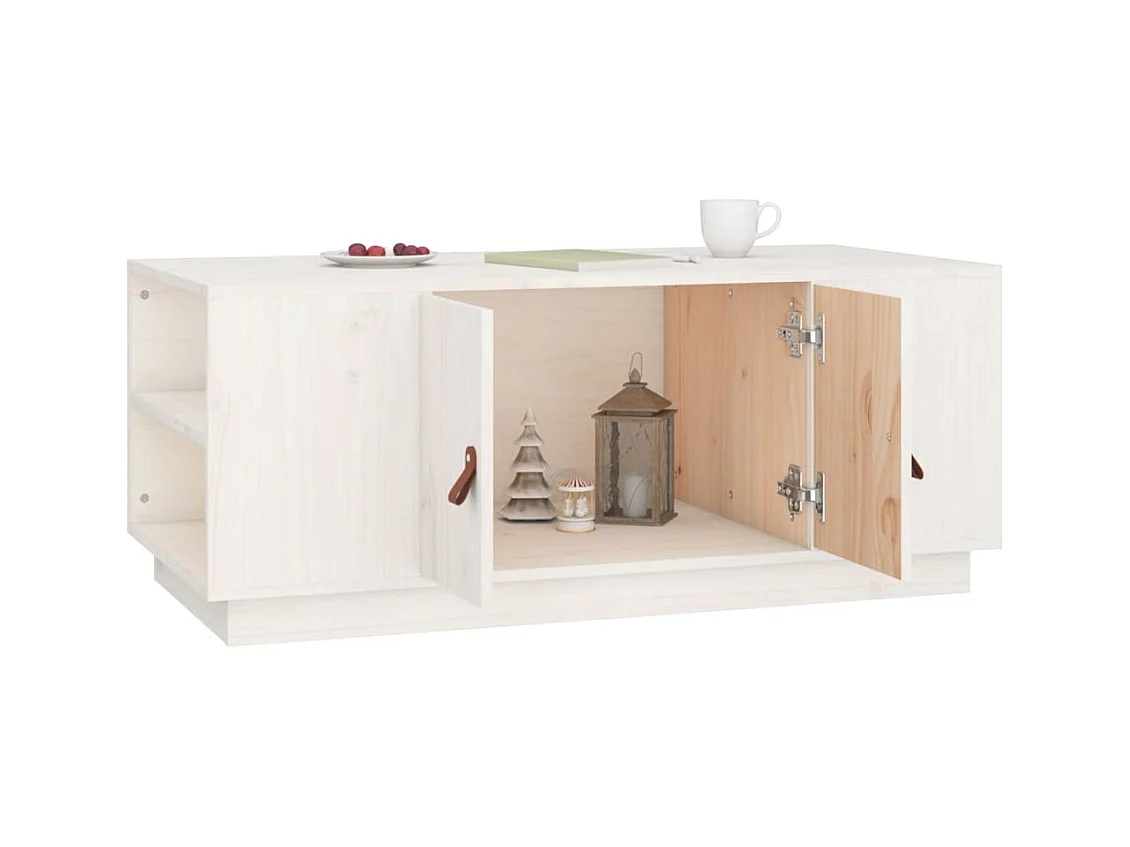 Couchtisch Weiß 100x50x41 cm Massivholz Kiefer