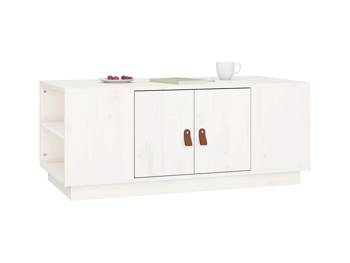 Couchtisch Weiß 100x50x41 cm Massivholz Kiefer