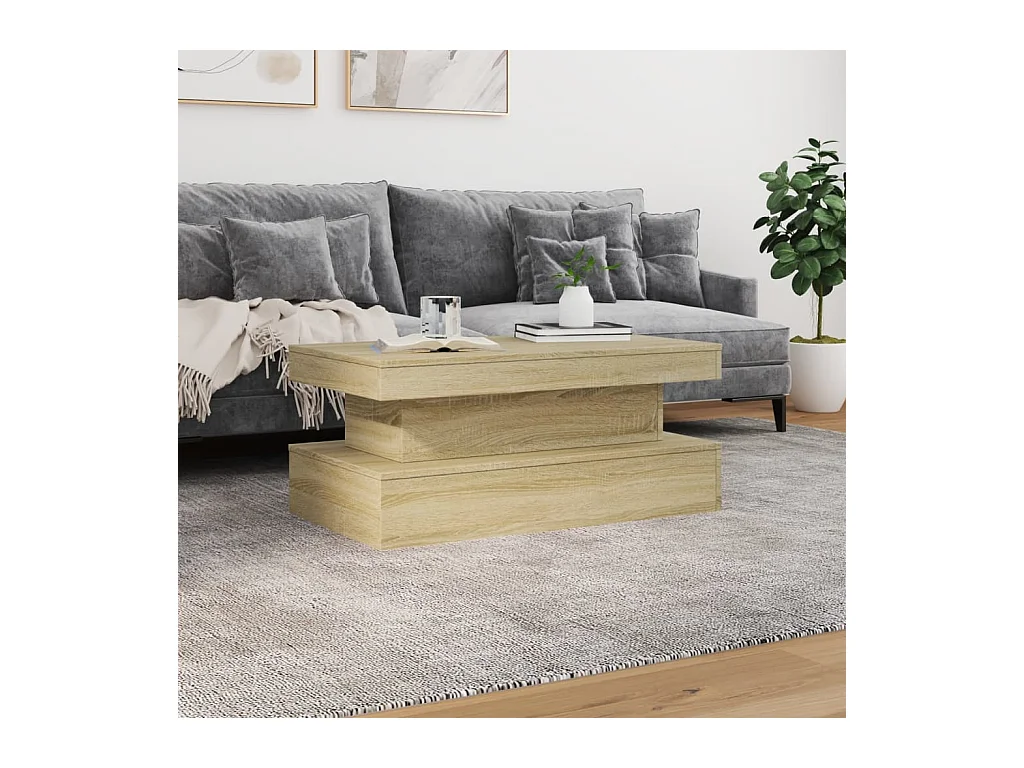 Tavolino con luci LED in rovere Sonoma 90x50x40 cm