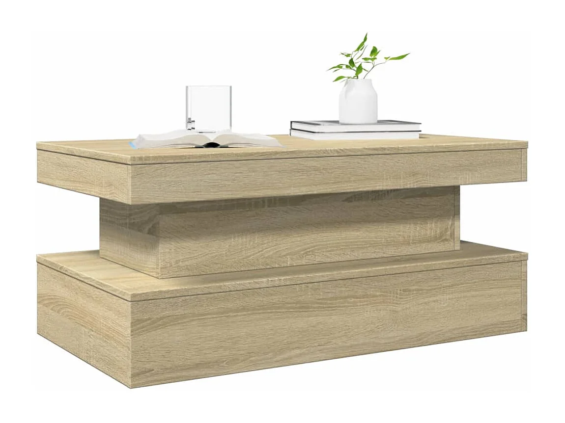 Tavolino con luci LED in rovere Sonoma 90x50x40 cm