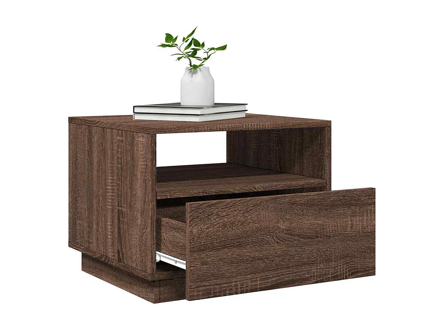 Table basse avec lumières LED chêne marron 50x49x40 cm