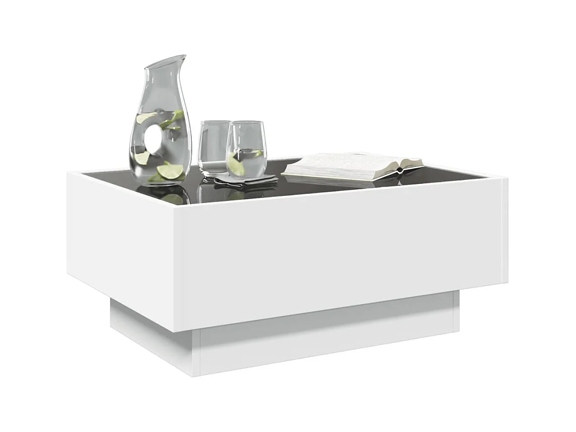 Table basse avec LED blanc 70x50x30 cm bois d'ingénierie