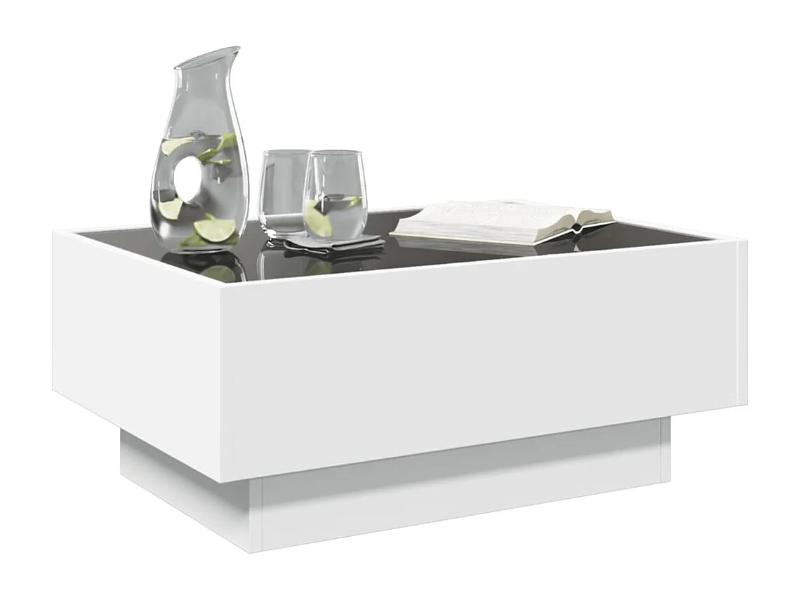 Tavolino con LED bianco 70x50x30 cm in legno ingegnerizzato