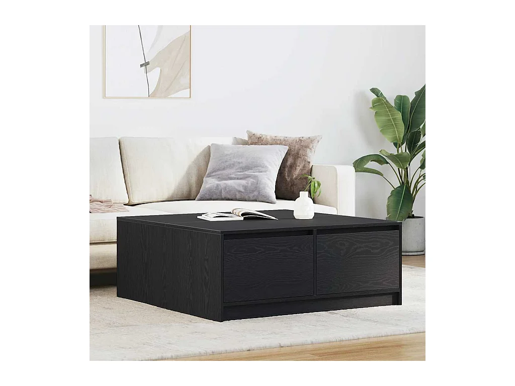 Tavolino con cassetti rovere nero 100x100x40 cm