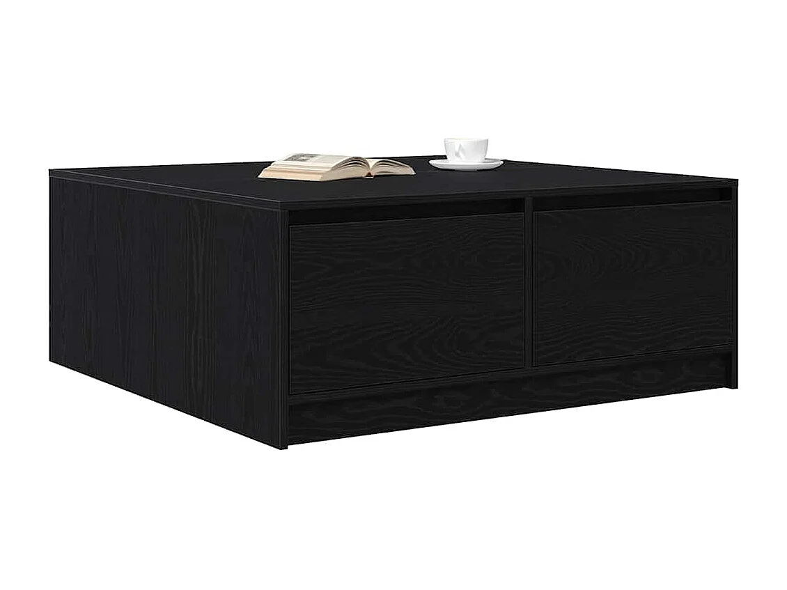 Mesa de centro con cajones roble negro 100x100x40 cm