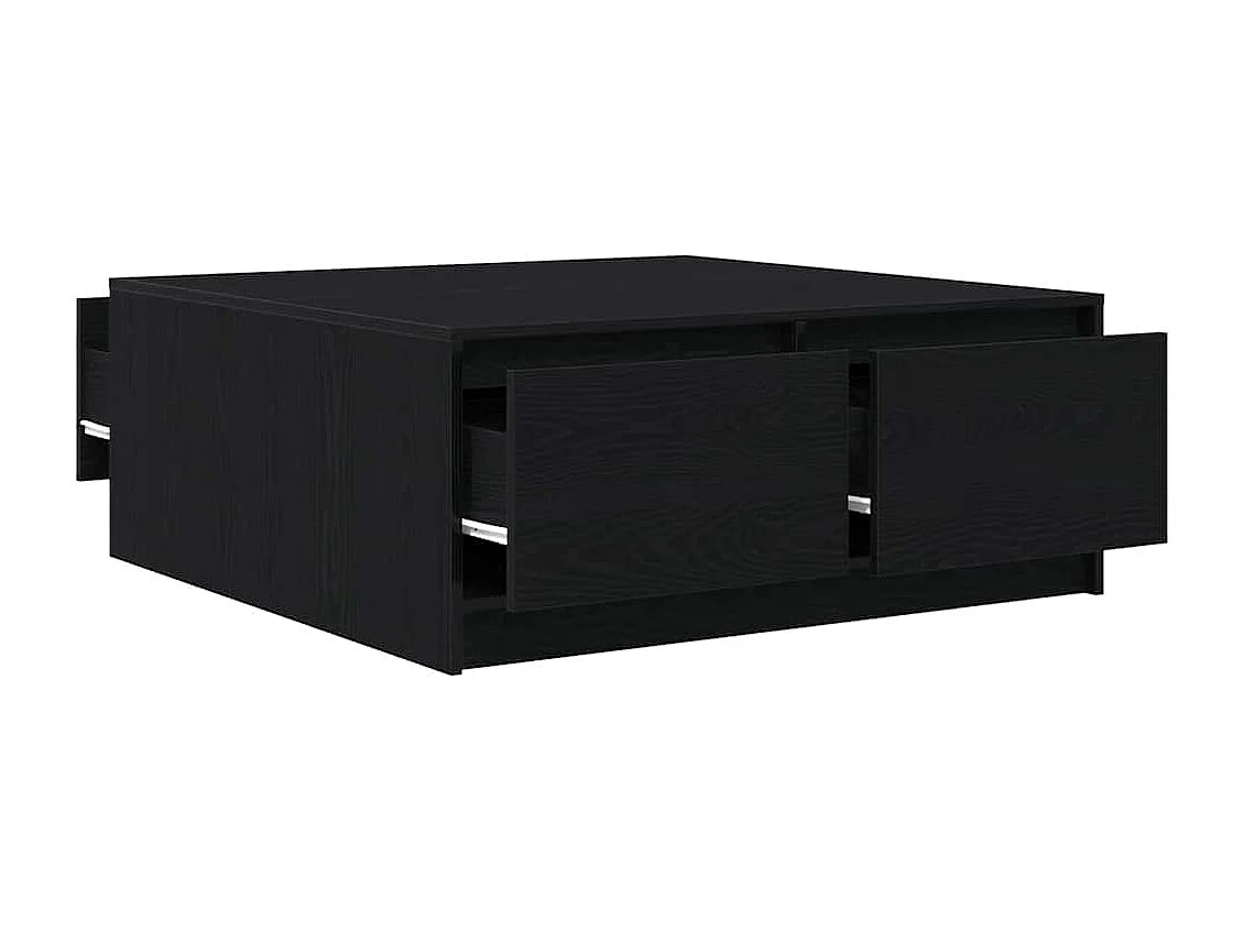 Mesa de centro con cajones roble negro 100x100x40 cm