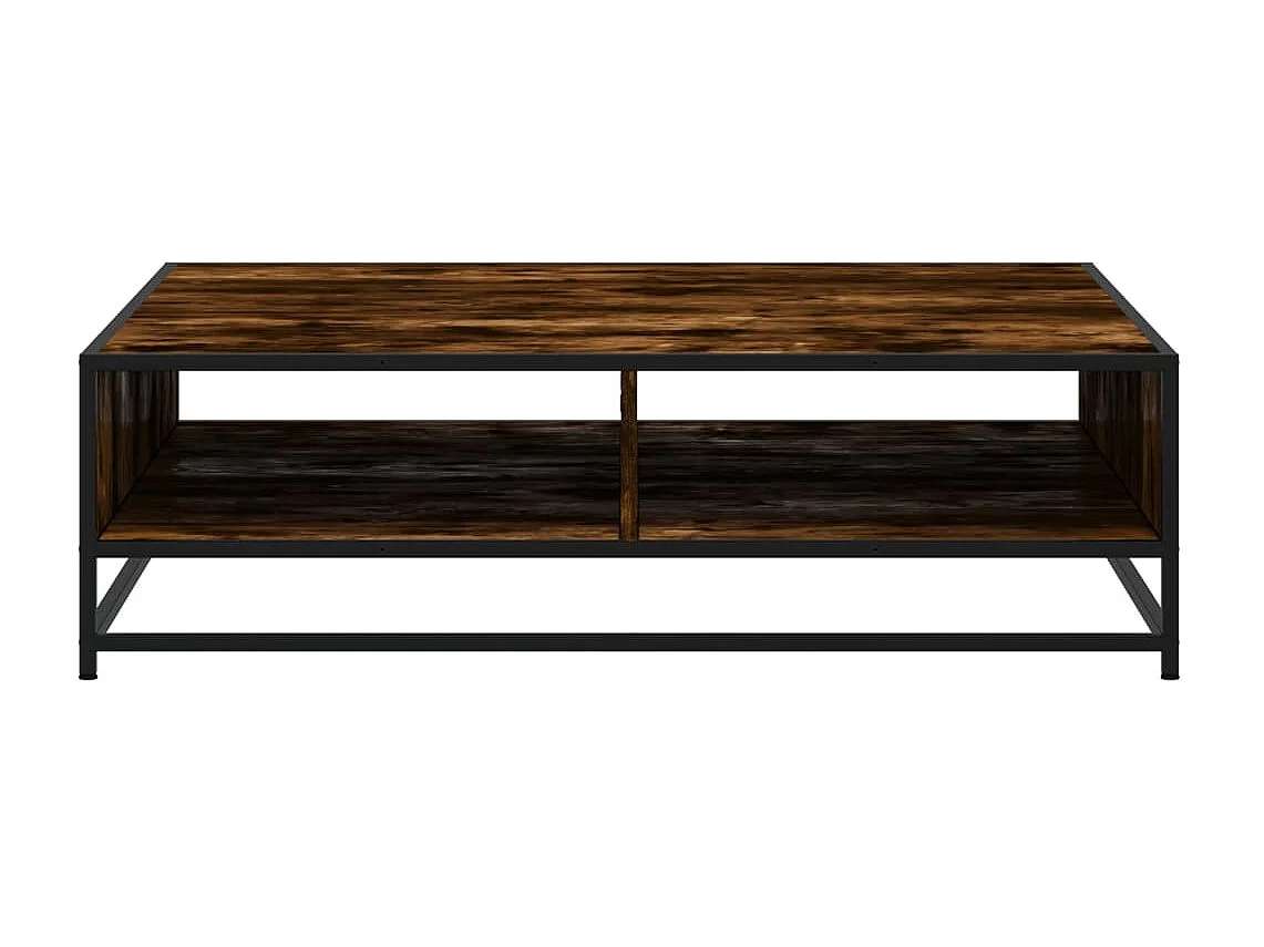 Mesa de centro de roble ahumado 100x100x30 cm de madera contrachapada y metal