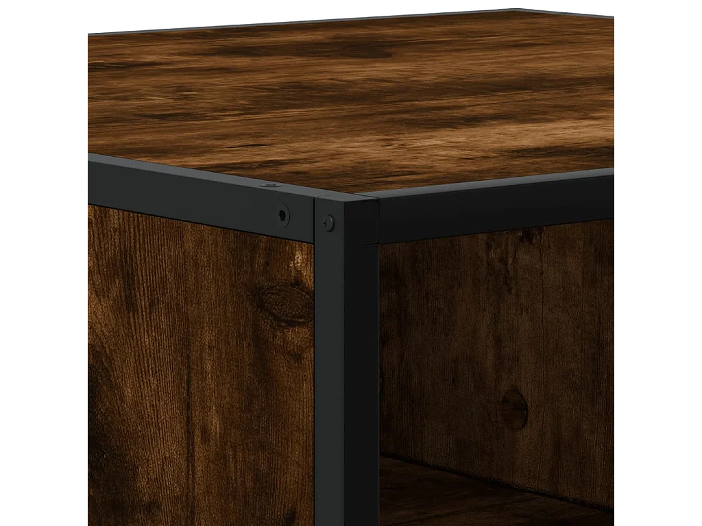 Mesa de centro de roble ahumado 100x100x30 cm de madera contrachapada y metal