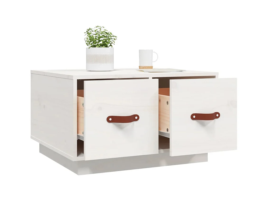 Salontafel Wit 60x53x35 cm Massief grenenhout