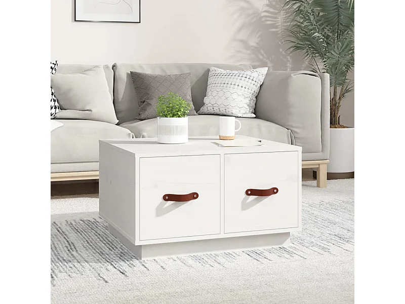 Mesa de centro Blanca 60x53x35 cm Madera maciza de pino