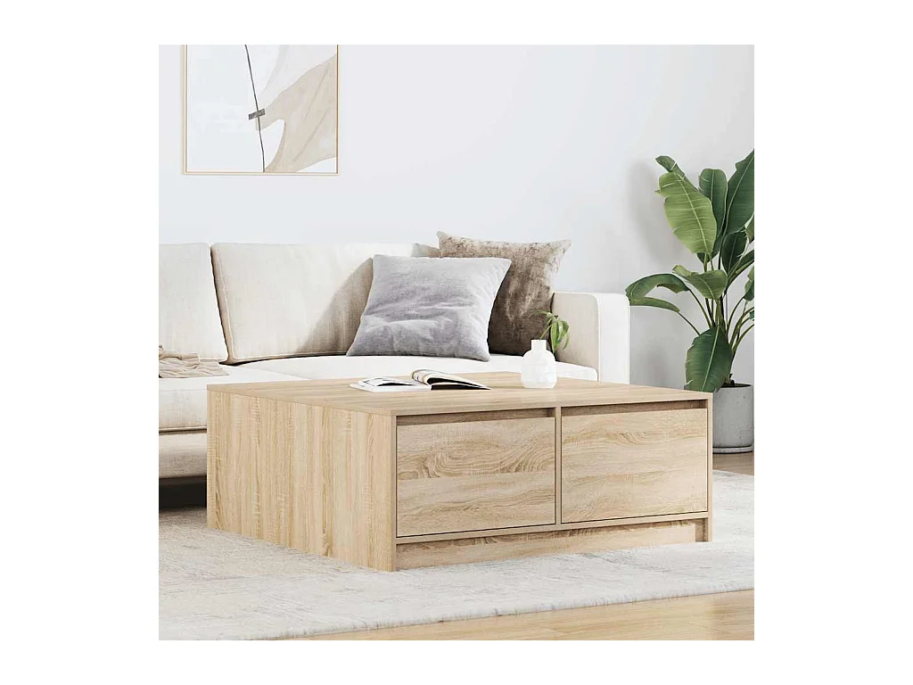 Table basse avec tiroirs chêne sonoma 100x100x40 cm
