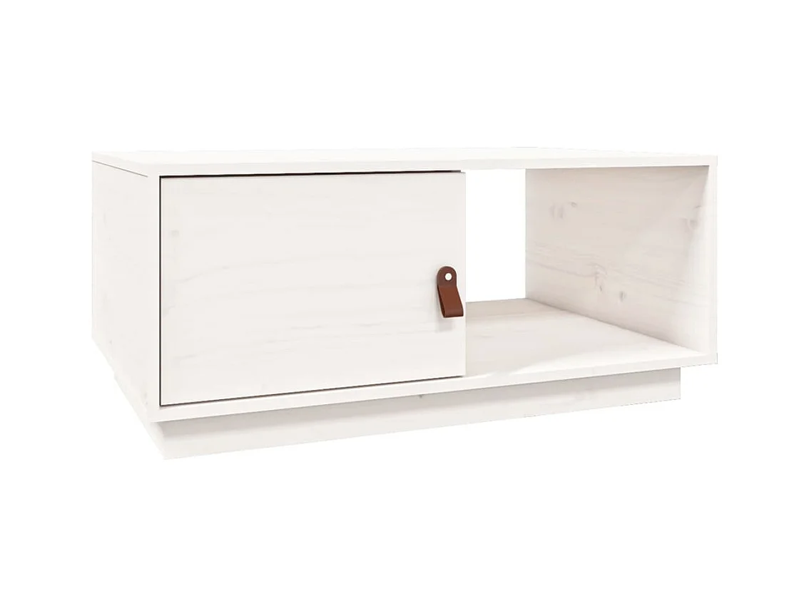 Table basse Blanc 80x50x35,5 cm Bois massif de pin