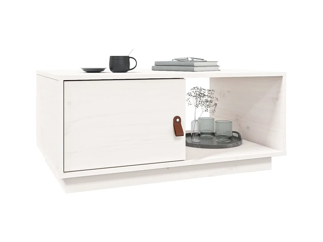 Table basse Blanc 80x50x35,5 cm Bois massif de pin