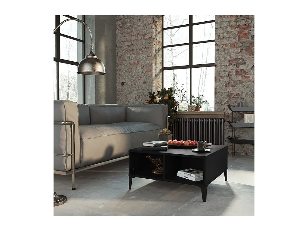 Table basse noir 60x60x30 cm bois d'ingénierie